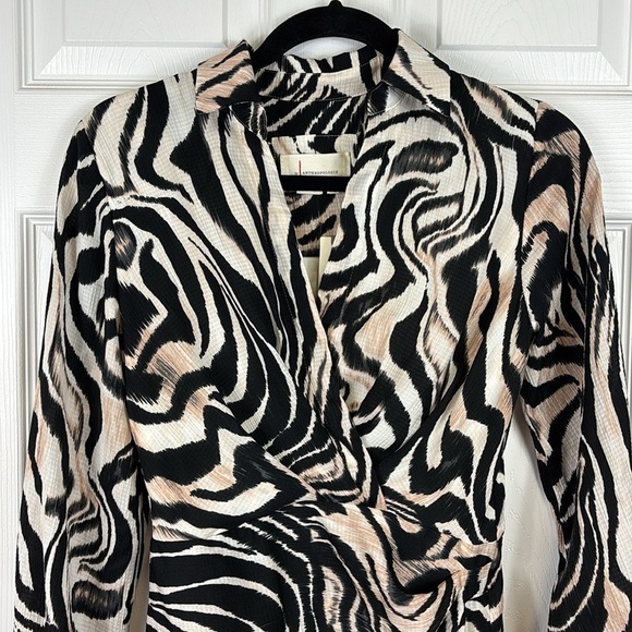 NWT By Anthropologie graphic print mini dress sz 2 - Picture 6 of 14